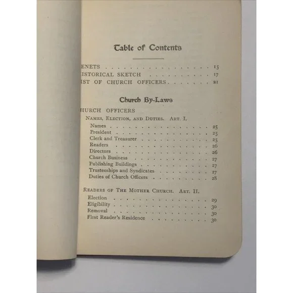 Church Manual Of The First Church Of Christ, Scientist In Boston, MASS - 1917